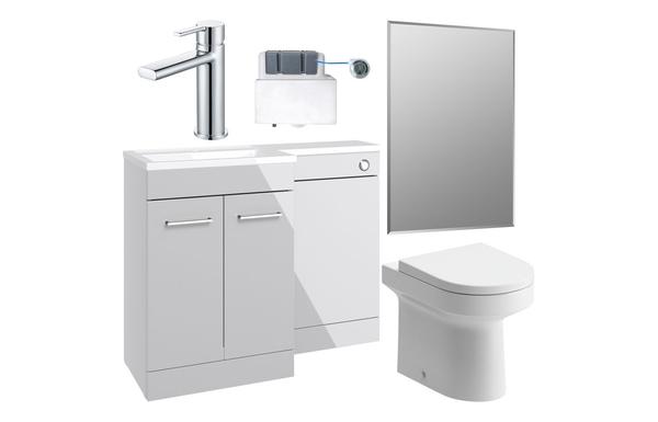 Benito 1000mm Furniture & BTW WC Pack - Grey Gloss (LH)